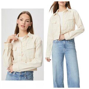 Paige Cerra Jacket Stretch Denim Jacket Cropped Ivory Size M